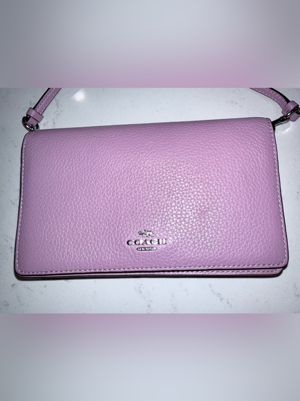 Coach Pebbled Leather Wristlet - Lilac